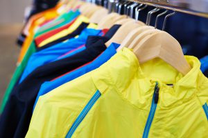 Sportswear on a hanger in the store